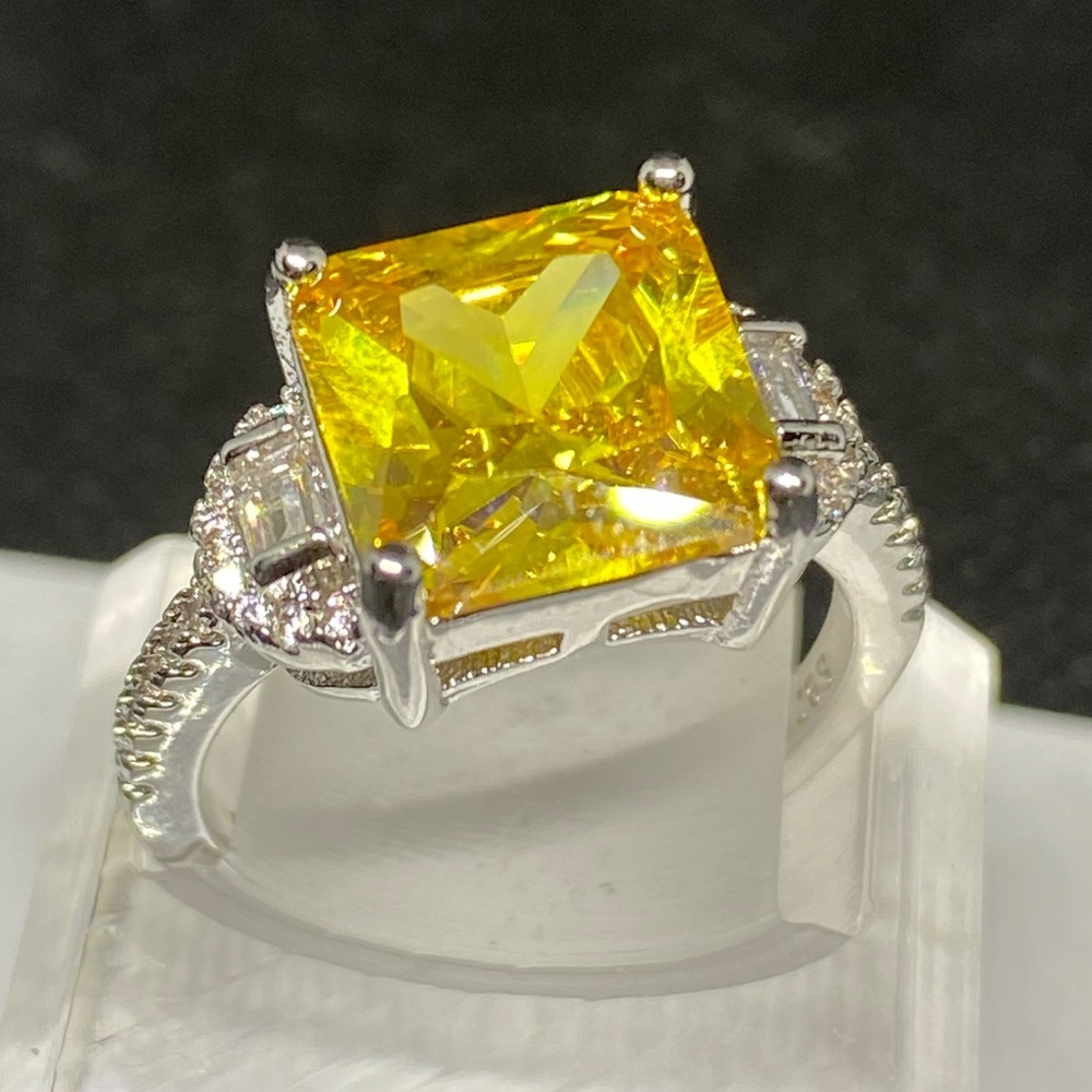 Citrine & White Sapphire Sterling Silver Ring